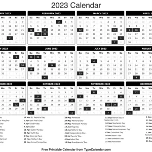 Free Printable 2023 Calendars